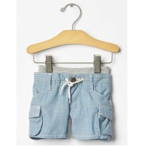 Gap baby boys pull on cargo chambray denim shorts